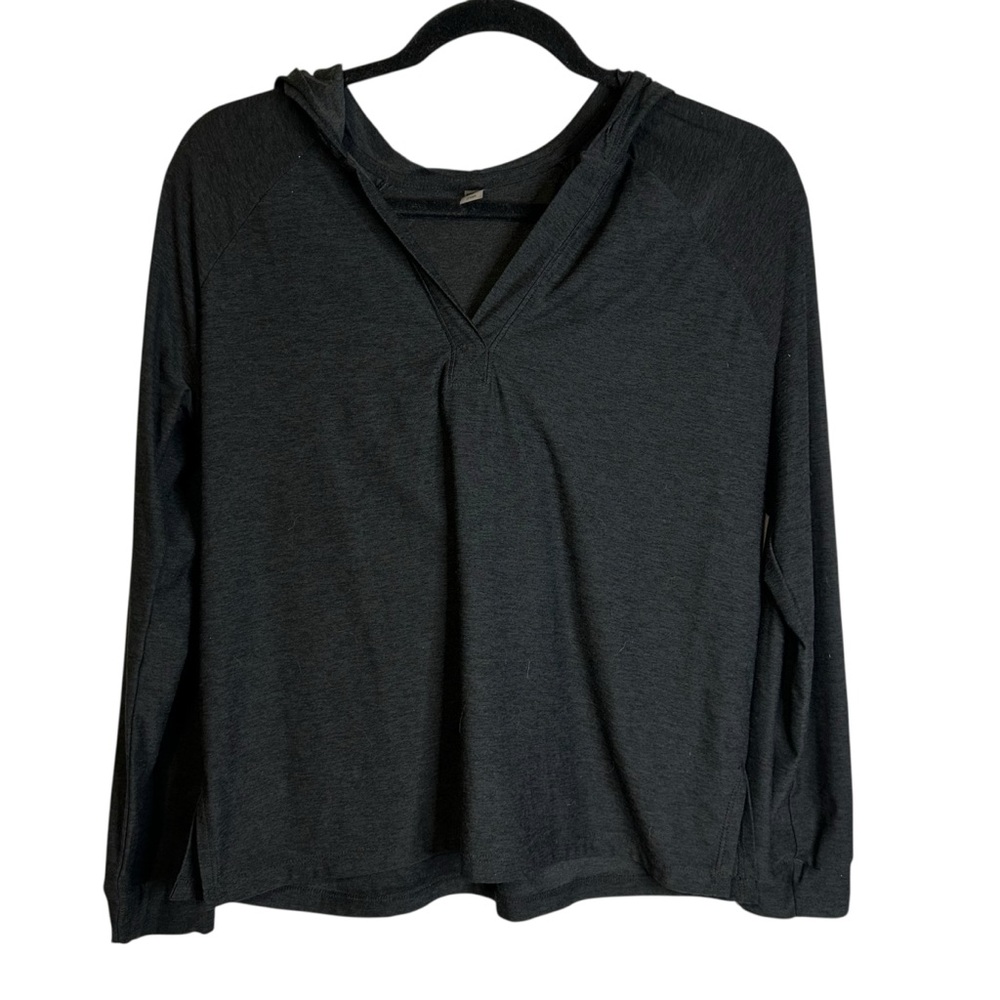 Beyond Yoga Dark Gray/Black Space Dye‎ Long Sleeve Hoodie Workout Hiking Small
